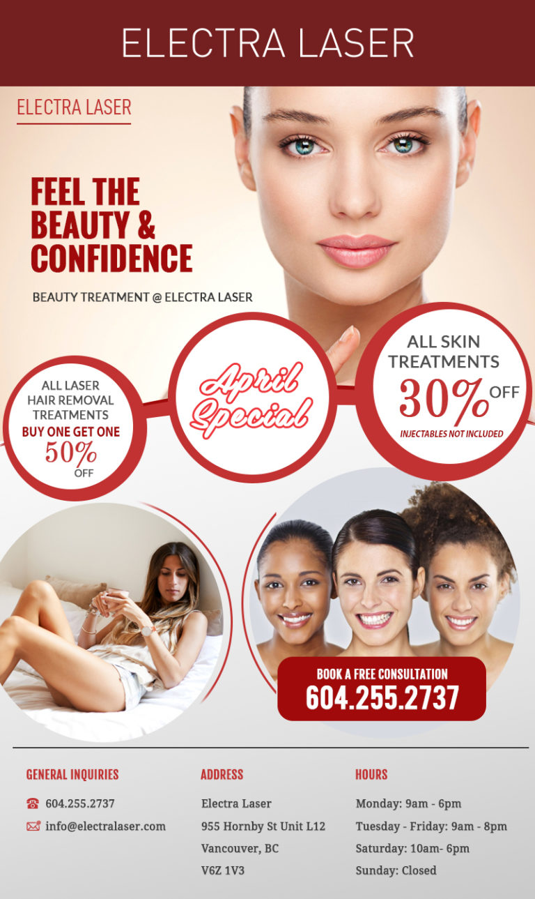 April Specials on Laser Hair Removal & Skin Treatments Electra Laser
